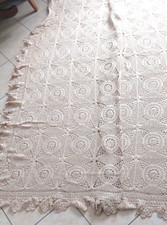 Antique bed cover or linen bed top, crochet