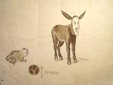 School FRANCAISE XX INK DRAWING CARICATURE ANE TOAD BELLE EPOQUE MONOG. 1900