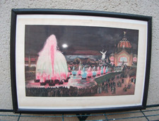 Exposition Universelle L'illustration La Fontaine lumineuse Gravure 57,5X38 cm