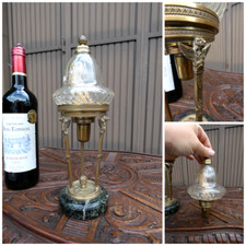 Antique 19thc  Empire style oil petrol lamp marble brass eagle Glass