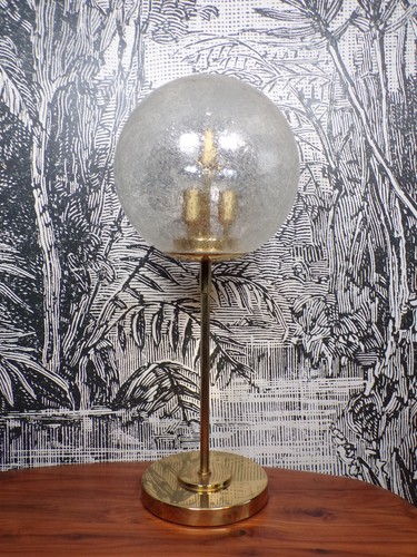 Lampe 1970 laiton globe verre - lampe,
