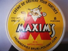 Boite de fromage verte factice crème de gruyère pour tartines MAXIM'S.