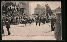 Old postcard Nantes, Fete Nationale de Joan of Arc 1922. Parade of Societies, right  