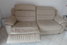 2 canapés cuir beige bon