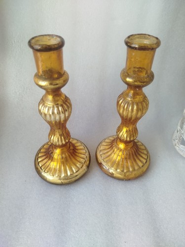 Paire petits bougeoirs verre - paire,