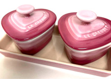 Expedited Le Creuset Rose Quartz Heart Ramekin & Tray Cocotte Set