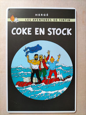 PLAQUE EN METAL TINTIN COKE EN STOCK  30 X 20 CM (AL235)