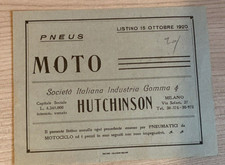 MOTORCYCLE TIRES LIST OCTOBER 1920 ITALIAN COMPANY RUBBER INDUSTRY HUTCHINSON