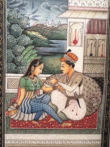 Plaque inde albâtre peinte - inde,