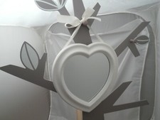 Miroir cadre en bois blanc