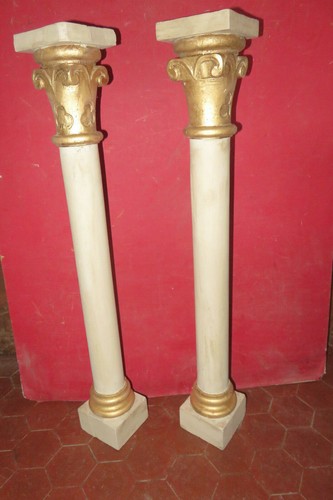 Paire colonnes bois - de, en
