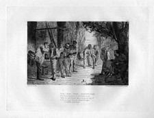 Environ 1870 Jeu De Palets Eau Forte Gravure Etching Radierung Eugene Millet