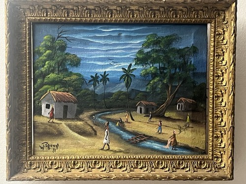 Huile toile signée école - toile,