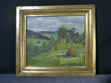 Painting Landscape Country Country Grinding Wheel Hay Pick Schwer 1945