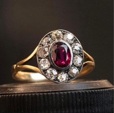 Bague halo rubis et diamants