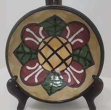 Stephen Kilborn Pottery Mexicana Floral 7 1/4" Bowl Avocado Rim Signed