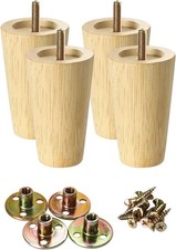 4 Pièces Pied de Meuble en Bois Conique Massif pour Table, Canapé, Lit et Fau...