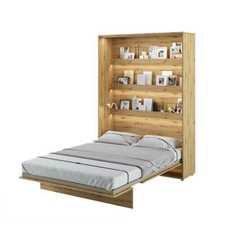 Lit Escamotable Lenart Lit Mural 140x200 Chêne Bed Concept Gris Vertical