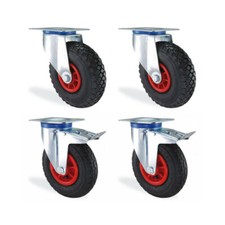 Lot roulettes pivotante et pivotante à frein gonflable diamètre 200mm charge ...