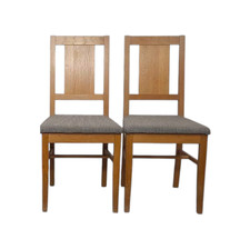 Lot 2 de chaises Brutalistes en chêne et tissu à carreaux, Danemark, années 1960