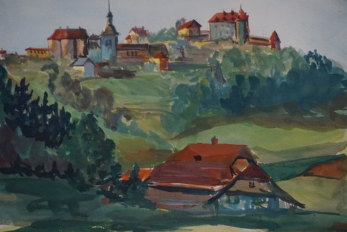 Grande gouache paysage - xx°,