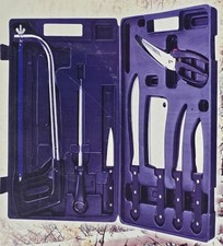 Professional Game Processing Butcher Knife Set 9 Piece Kit  Dressing With Case