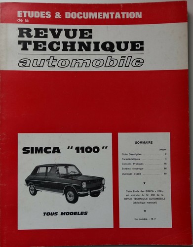 Rta simca 1100 tous modèles - rta,