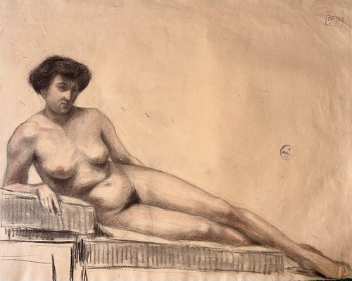 Dessin ancien académie femme - ancien,