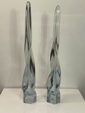 Paire de sculptures en verre