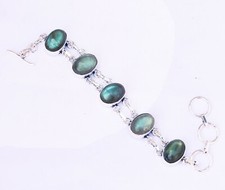 Fire Labradorite Gemstone Handmade 925 Sterling Silver Jewelry Bracelet Sz 7-8"