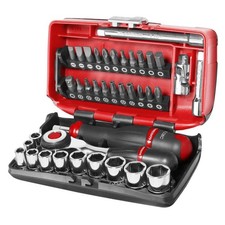 Coffret de clé à cliquet manche rotatif avec douilles 1/4' (38 pièces) - FACOM -