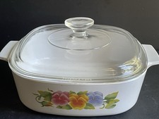 Vintage Corning Ware Summer Blush Pansy Casserole Dish A-2-B 2L w/ Pyrex Lid
