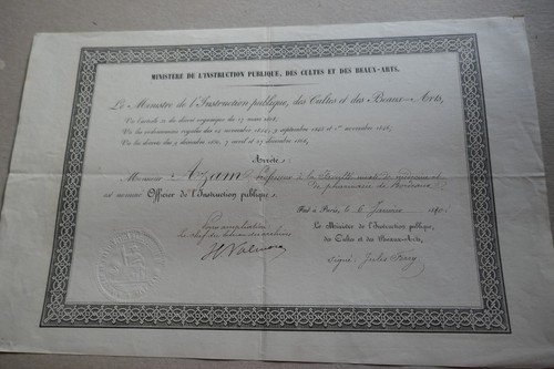 1880 diplôme azam - diplôme, mr