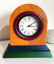 Vintage 90' Carara Quarty Wooden Table Office Fireplace Clock