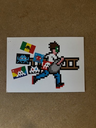 Space invader postcard - space, "hello