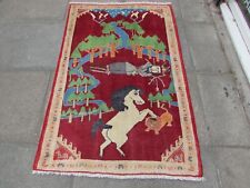 Vintage Traditionnel Main Fabriqué Oriental Gabbe Laine Rouge Tapis 162x106cm