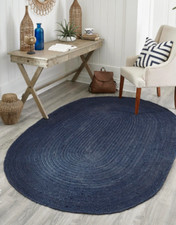 Jute Braided Table Runner reversible Rustic Vintage Dining Runner blue Area Rug