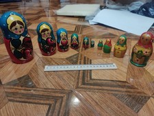 2 anciens ensembles de poupées russes matriochka en bois, art populaire