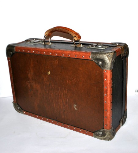 Valise vintage bois toile - vintage, en