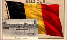 BELGIUM - ANTWERP - panorama, Belgian flag