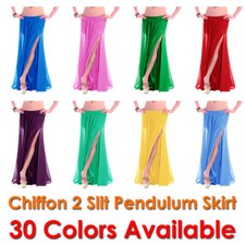 Belly Dance Chiffon 2 Side Slit Skirts Ruffle Tribal Gypsy Jupe Flamenco 9 Yard