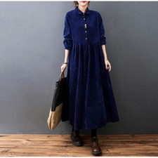 Femme Velours Robe Long Rétro