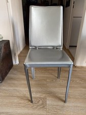 8 Chaises Cuir Argenté 