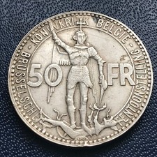 Belgique , 50 Francs argent, Centenaire des chemins de fer belge 1935.  