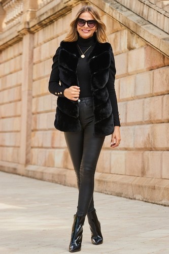 Sosandar black luxe faux - sosandar, fur