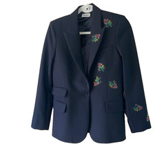 Zadig & Voltaire Blazer Womens Size 34 Black Venus Strass Floral Casual Designer