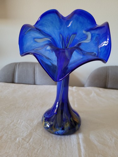 Vase bleu cobalt - verre, souflé