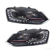 2 FEUX PHARE AVANT LED LOOK GTI POUR VW POLO 5 PHASE 1 DE 2009 A 05/2014