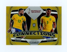 2022 Dani Alves Thiago Silva Panini Prizm World Cup Connections Gold Brazil 6/10
