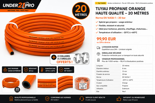 Tuyau gpl gaz 8 - m, Ø
